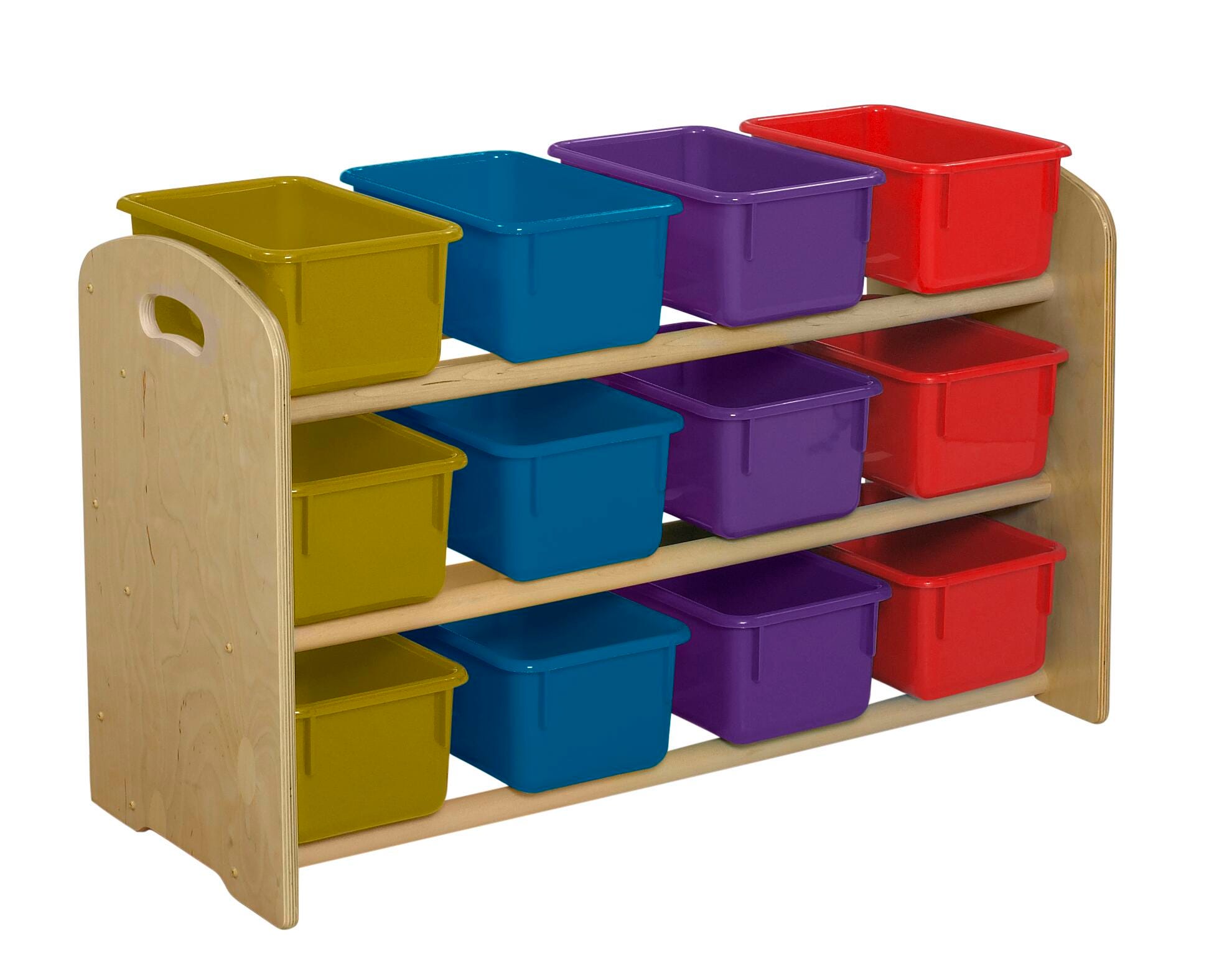Childcraft ABC Furnishings Dowel Rack With 12 Translucent Color Trays, 35-3/4 x 14-1/2 x 21-3/4 Inches, Item Number 2027783